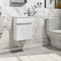 Grade A1 - 410mm White Wall Hung Cloakroom Vanity Unit with Basin - Pendle