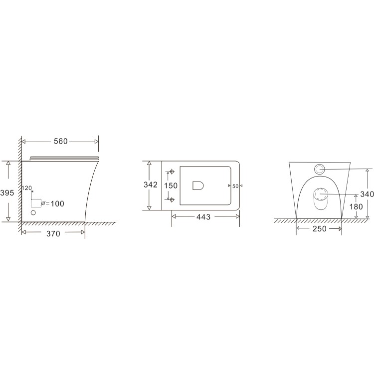 Grade A1 - Back To Wall Rimless Toilet with Soft Close Seat - Boston