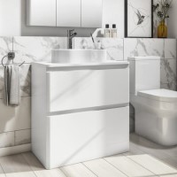 Grade A1 - 800mm White Freestanding Countertop Vanity Unit with Basin - Pendle