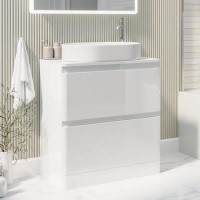 ALMOST PERFECT - 800mm White Freestanding Countertop Vanity Unit with Basin - Pendle