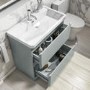 Grade A1 - 800mm Light Grey Freestanding Vanity Unit with Basin - Pendle