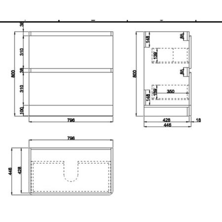 Grade A1 - 800mm Light Grey Freestanding Vanity Unit with Basin - Pendle