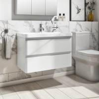 Grade A1 - 800mm White Wall Hung Vanity Unit with Basin - Pendle