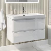 800mm White Wall Hung Vanity Unit with Basin - Pendle 800mm White Wall Hung Vanity Unit with Basin - Pendle