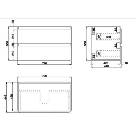 Grade A1 - 800mm White Wall Hung Vanity Unit with Basin - Pendle