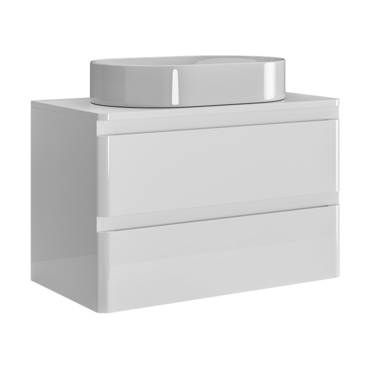 800mm White Wall Hung Countertop Vanity Unit with Basin - Pendle