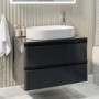 ALMOST PERFECT - 800mm Dark Grey Wall Hung Countertop Vanity Unit with Basin - Pendle 