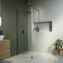 700mm Black Shower Screen for Wetroom & Walk In Shower with 300mm Hinged Flipper Panel - Corvus