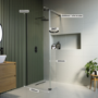700mm Black Shower Screen for Wetroom & Walk In Shower with 300mm Hinged Flipper Panel - Corvus