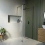 700mm Black Shower Screen for Wetroom & Walk In Shower with 300mm Hinged Flipper Panel - Corvus