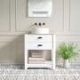 Grade A1 - 650mm White Freestanding Countertop Vanity with Wood Effect Worktop and Basin - Kentmere