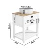 Grade A1 - 650mm White Freestanding Countertop Vanity with Wood Effect Worktop and Basin - Kentmere