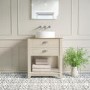 Grade A1 - 650mm Beige Freestanding Vanity Unit with Wood Effect Top and Chrome Handles - Kentmere