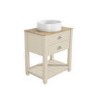 Grade A1 - 650mm Beige Freestanding Vanity Unit with Wood Effect Top and Chrome Handles - Kentmere
