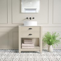 ALMOST PERFECT - 650mm Beige Traditional Freestanding Vanity Unit with Basin and Black Handles - Kentmere