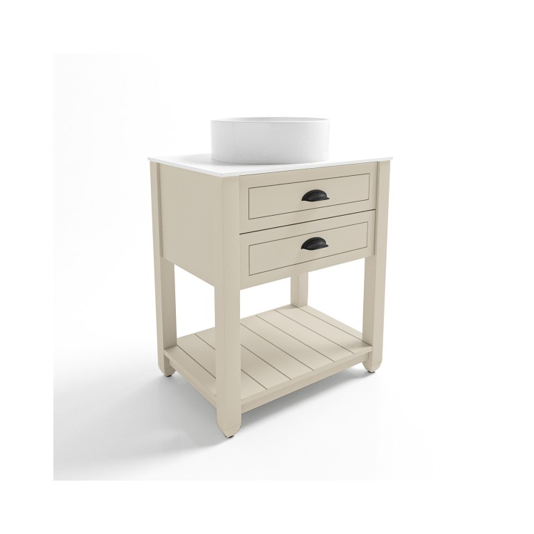 ALMOST PERFECT - 650mm Beige Traditional Freestanding Vanity Unit with Basin and Black Handles - Kentmere