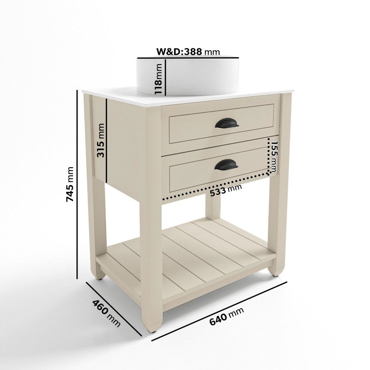 ALMOST PERFECT - 650mm Beige Traditional Freestanding Vanity Unit with Basin and Black Handles - Kentmere