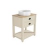 Grade A1 - 650mm Beige Traditional Freestanding Vanity Unit with Wood Effect Top and Black Handles - Kentmere