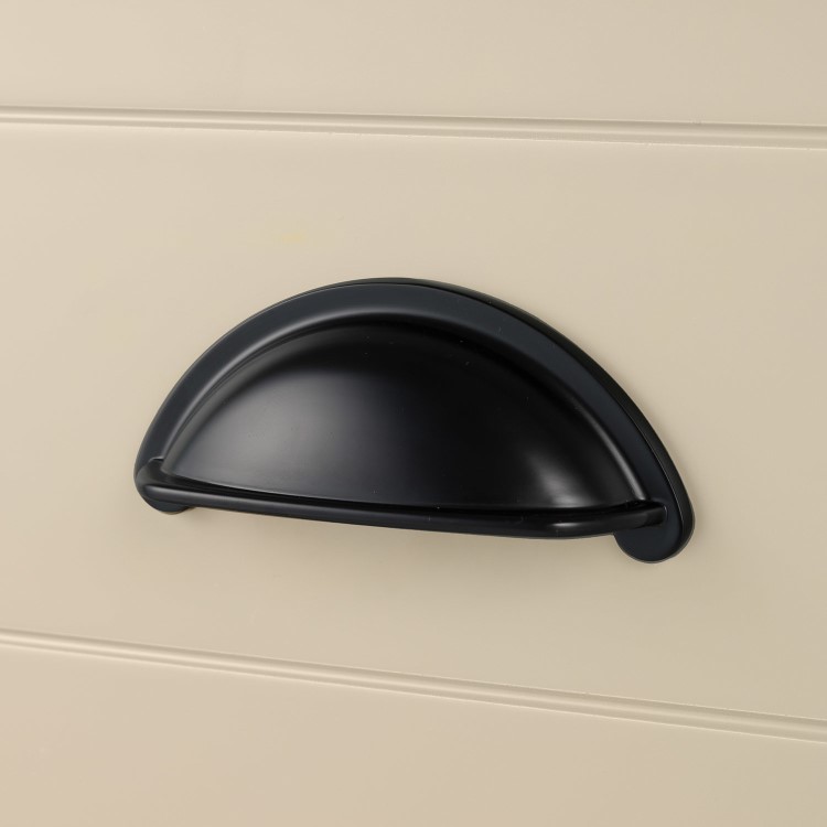 Grade A1 - 650mm Beige Traditional Freestanding Vanity Unit with Wood Effect Top and Black Handles - Kentmere