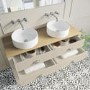 Grade A1 - 1250mm Beige Traditional Freestanding Vanity Unit with Wood Effect Top and Chrome Handles - Kentmere