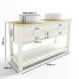 Grade A1 - 1250mm Beige Traditional Freestanding Vanity Unit with Wood Effect Top and Chrome Handles - Kentmere