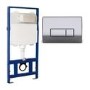 Grade A1 - Chrome Pneumatic Flush Plate with 1170mm Pneumatic Frame & Cistern - Elira