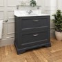 Grade A1 - 800mm Anthracite Freestanding Marble Top Vanity Unit with Basin - Ashbourne