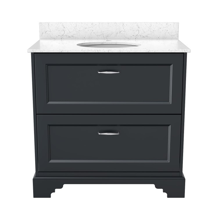 Grade A1 - 800mm Anthracite Freestanding Marble Top Vanity Unit with Basin - Ashbourne