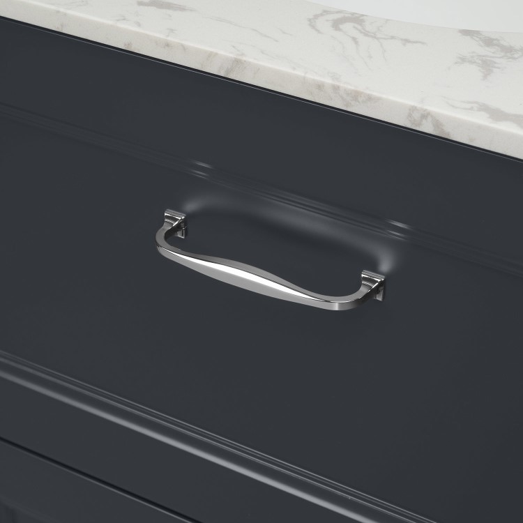 Grade A1 - 800mm Anthracite Freestanding Marble Top Vanity Unit with Basin - Ashbourne