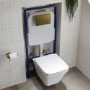 Grade A1 - Wall Hung Rimless Toilet  - Includes Cistern Wall Hung Frame Soft Close Seat and Brushed Brass Flush Plate - Boston