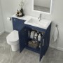 Grade A1 - 1100mm Blue Toilet and Sink Unit Right Hand with Round Toilet and Chrome Fittings - Ashford Bundle