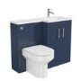 Grade A1 - 1100mm Blue Toilet and Sink Unit Right Hand with Round Toilet and Chrome Fittings - Ashford Bundle