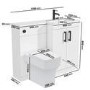 1100mm White Toilet and Sink Unit Right Hand with Square Toilet and Black Fittings - Ashford
