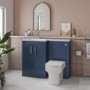 Grade A1 - 1100mm Blue Toilet and Sink Unit Left Hand with Chrome Fittings - Ashford