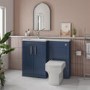 1100mm Blue Toilet and Sink Unit Left Hand with Square Toilet and Chrome Fittings - Ashford