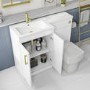1100mm White Toilet and Sink Unit Left Hand with Square Toilet and Brass Fittings - Ashford