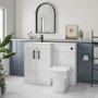 1100mm White Toilet and Sink Unit Left Hand with Square Toilet and Black Fittings - Ashford
