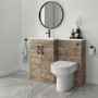 Grade A1 - 1100mm Wood Effect Toilet and Sink Unit Left Hand with Black Fittings - Ashford