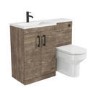 Grade A1 - 1100mm Wood Effect Toilet and Sink Unit Left Hand with Black Fittings - Ashford