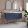Grade A1 - 1200mm Blue Wall Hung Double Vanity Unit with Basin and Chrome Handles - Ashford
