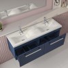 Grade A1 - 1200mm Blue Wall Hung Double Vanity Unit with Basin and Chrome Handles - Ashford