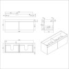 Grade A1 - 1200mm Blue Wall Hung Double Vanity Unit with Basin and Chrome Handles - Ashford