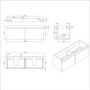 Grade A1 - 1200mm Blue Wall Hung Double Vanity Unit with Basin and Chrome Handles - Ashford