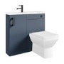 900mm Blue Cloakroom Toilet and Sink Unit with Square Toilet and Black Fittings - Ashford