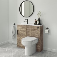 Grade A1 - 900mm Wood Effect Cloakroom Toilet and Sink Unit with Chrome Fittings - Ashford