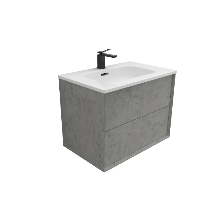 Grade A1 - 700mm Concrete Efffect Wall Hung Vanity Unit with Basin - Arragon
