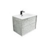 ONLY OPENED - 700mm Concrete Effect Wall Hung Vanity Unit with Basin - Arragon