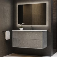 Grade A1 - 1000mm Stone Effect Wall Hung Vanity Unit with Basin - Arragon