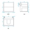 Grade A1 - 600mm Wood Effect Wall Hung Vanity Unit with Basin - Roxbi