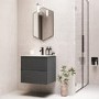 Grade A1 - 600mm Grey Wall Hung Vanity Unit with Basin - Roxbi